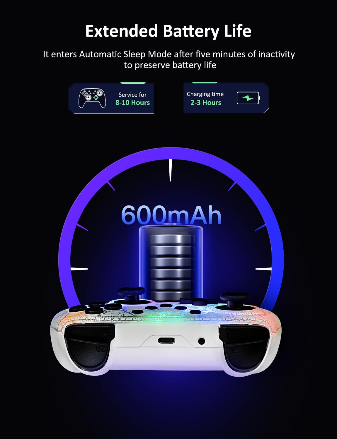 Wireless Controller (No Deadzone) for Switch 2 and Switch, Bluetooth Controllers for Nintendo Switch with Vibration, Motion, Turbo and LED Light (Atmosphere)