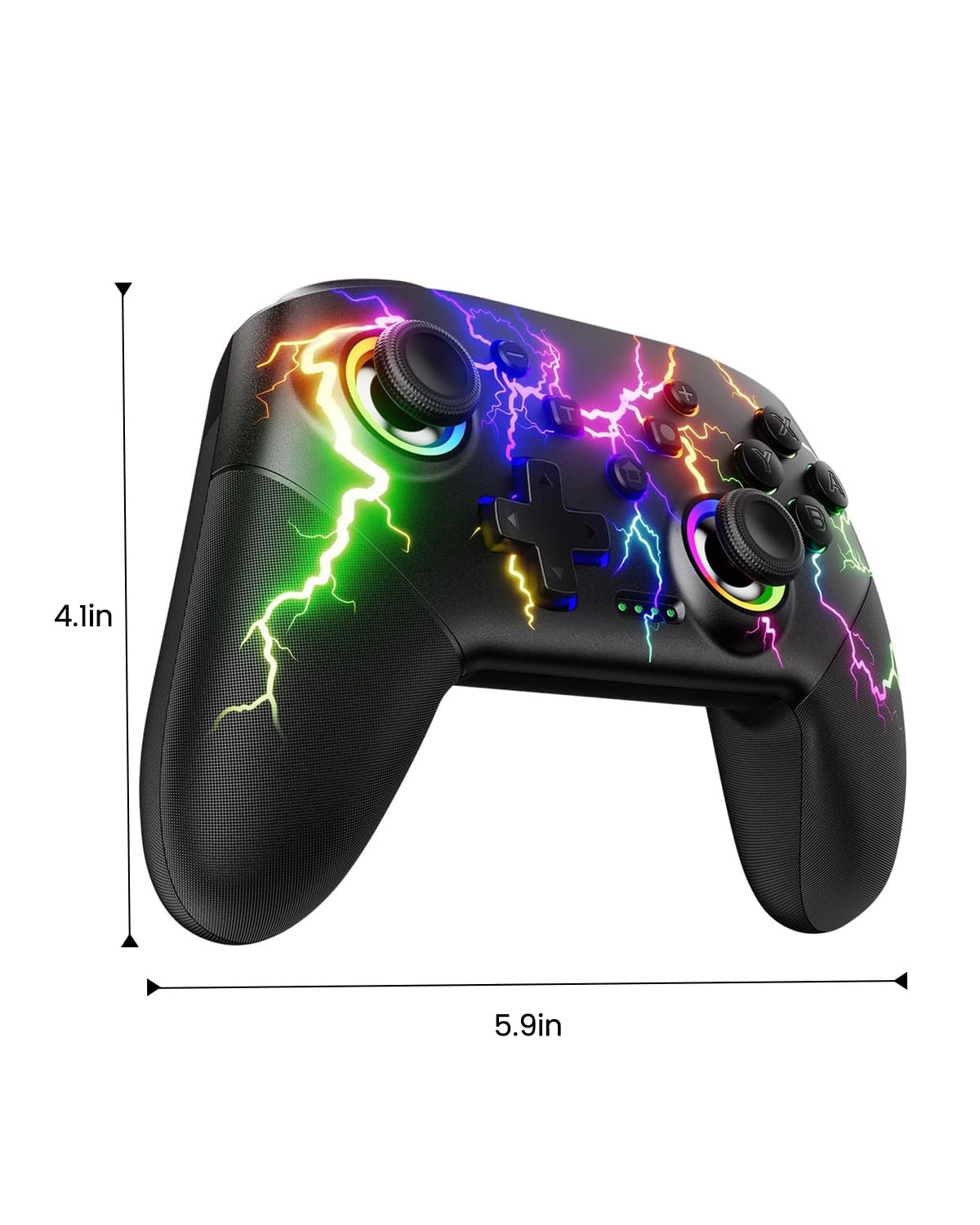 Controllers Compatible with Switch/Lite/OLED/PC Windows, 1000mAh Programmable RGB Lightning LED, Wireless Pro Controller with One Key Pairing/Wake Up/Turbo/Vibration