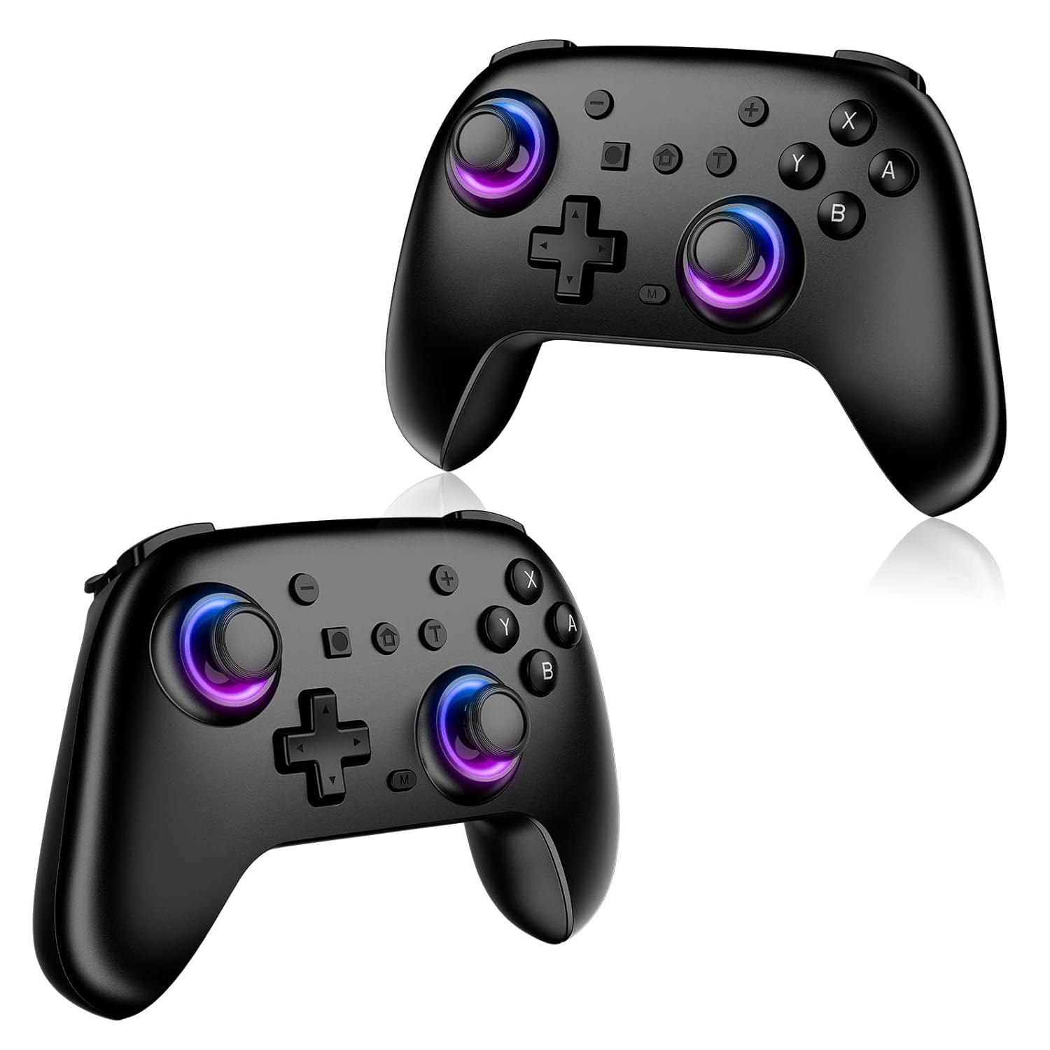 Switch Controllers 2 Pack, RGB Switch 2 Controller for Nintendo Switch/Switch 2/Lite/OLED, Wireless Switch 2 Pro Controller with Wake up/6-Axis Gyro/Dual Vibration/Turbo/Screenshot (Black)