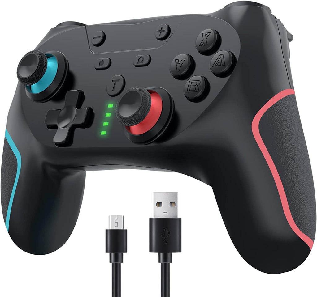 Wireless Controller for Switch/Switch Lite/Switch OLED/Switch 2, Wireless controller with 2 back buttons, 3-level TURBO adjustable(blue&red)