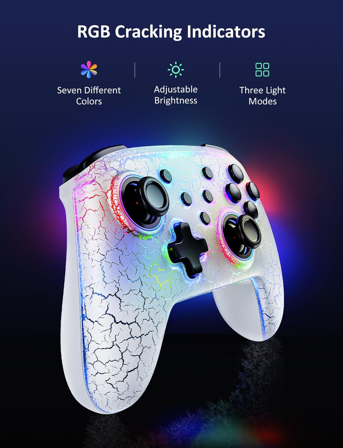 Wireless Controller (No Deadzone) for Switch 2 and Switch, Bluetooth Controllers for Nintendo Switch with Vibration, Motion, Turbo and LED Light (Atmosphere)