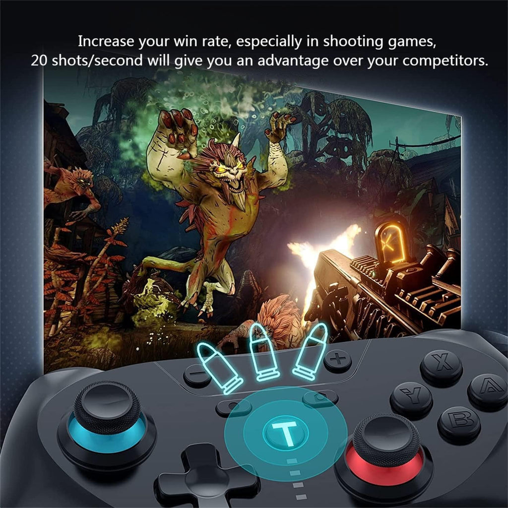 Wireless Controller for Switch/Switch Lite/Switch OLED/Switch 2, Wireless controller with 2 back buttons, 3-level TURBO adjustable(blue&red)