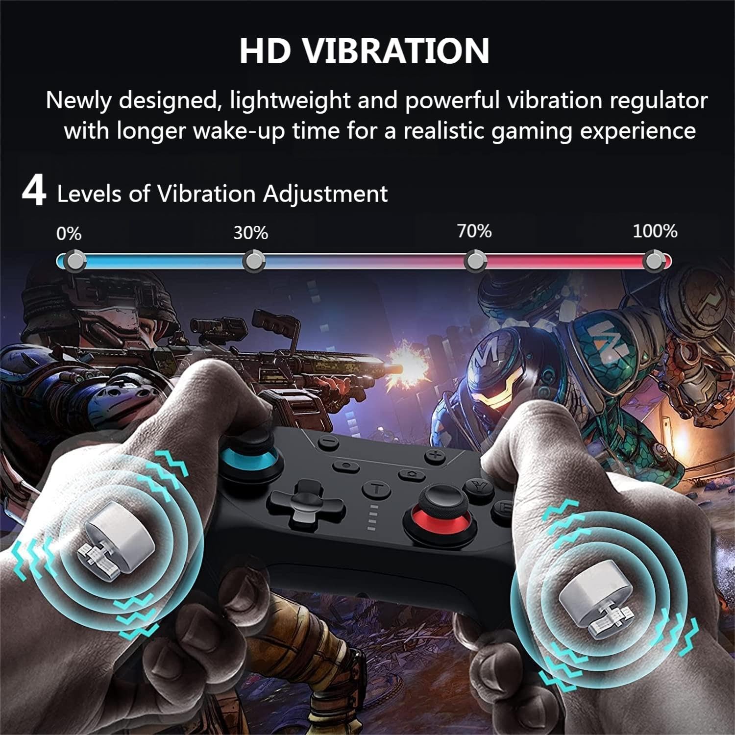 Wireless Controller for Switch/Switch Lite/Switch OLED/Switch 2, Wireless controller with 2 back buttons, 3-level TURBO adjustable(blue&red)