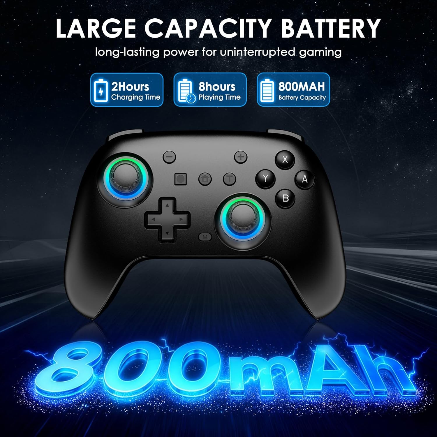 Switch Controllers 2 Pack, RGB Switch 2 Controller for Nintendo Switch/Switch 2/Lite/OLED, Wireless Switch 2 Pro Controller with Wake up/6-Axis Gyro/Dual Vibration/Turbo/Screenshot (Black)