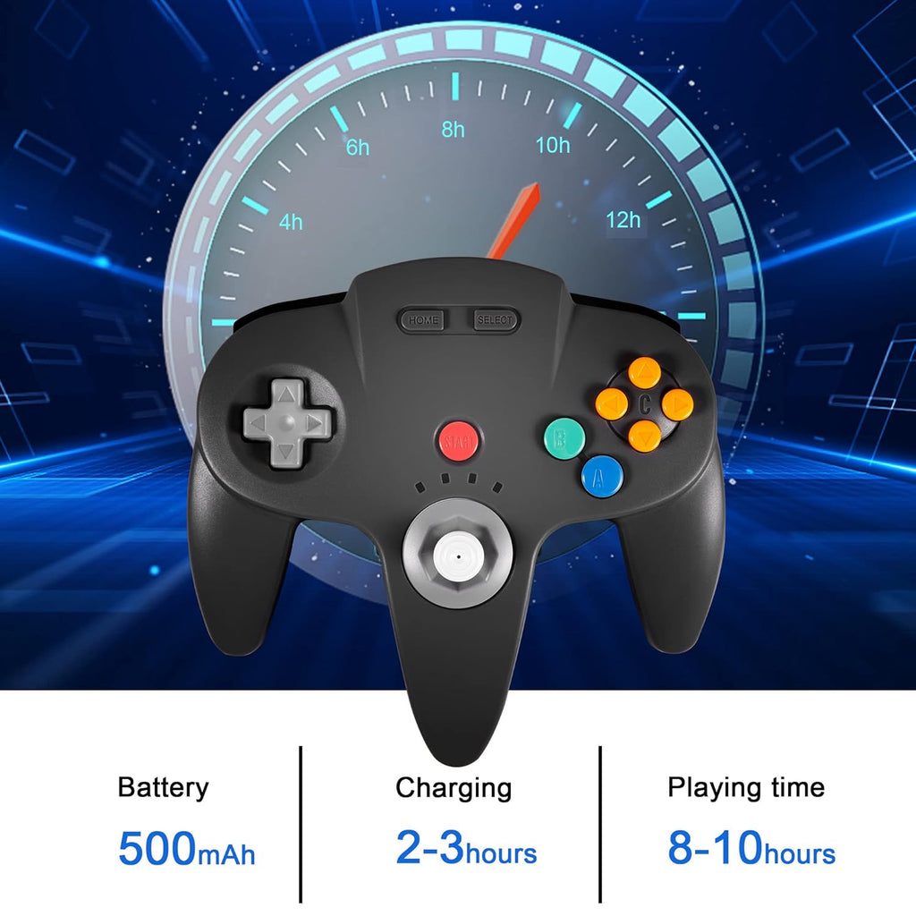 Wireless N64 Controller for Switch Games, 2.4GHZ Wireless N64 Remote Game Pad Joystick Controller Compatible with N64 Console, Switch/Switch Lite/Switch OLED, MAC, PC Windows 7,8,10,11 Black