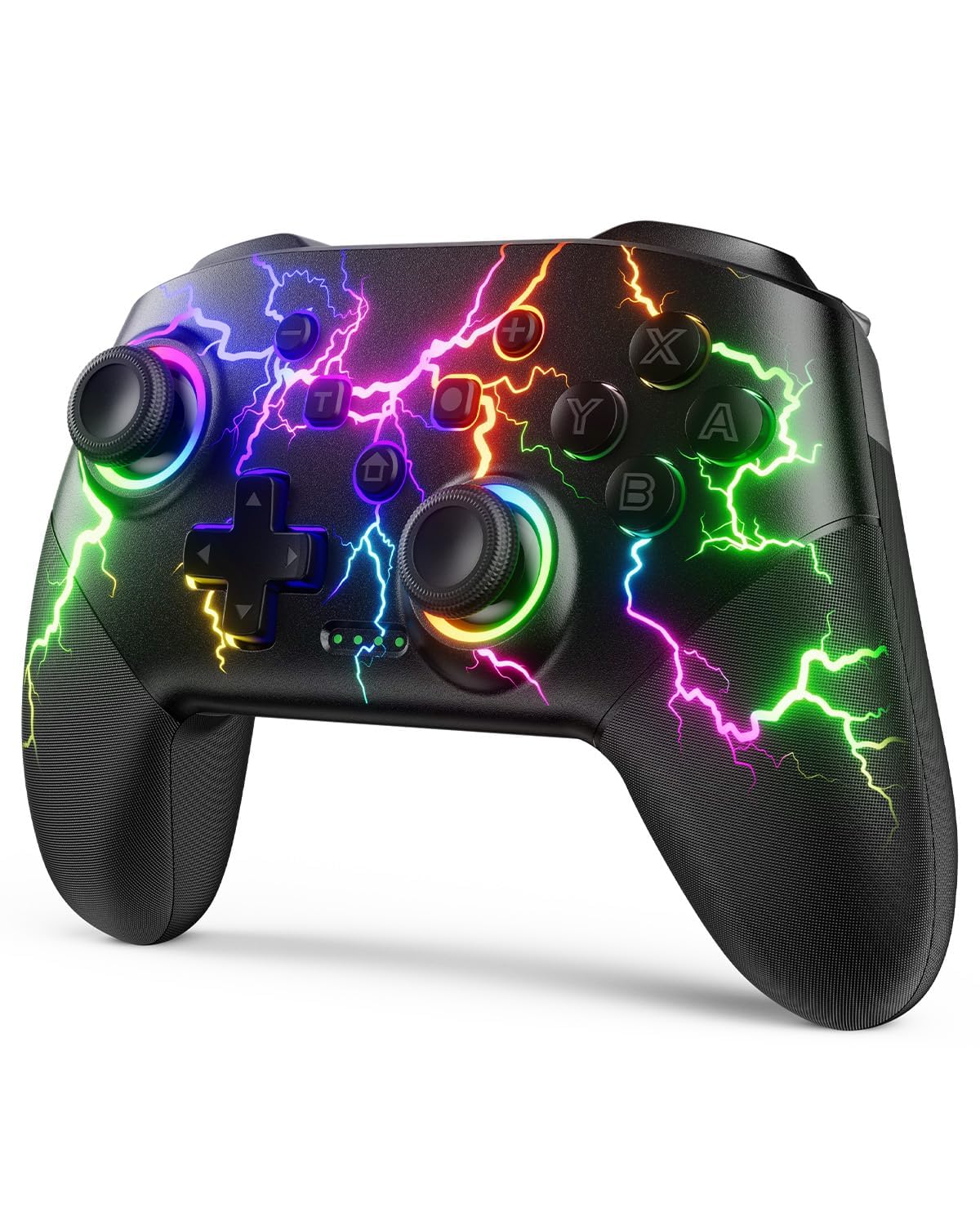 Controllers Compatible with Switch/Lite/OLED/PC Windows, 1000mAh Programmable RGB Lightning LED, Wireless Pro Controller with One Key Pairing/Wake Up/Turbo/Vibration